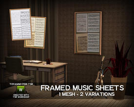 Sims 3 — Framed Sheet Music by tdyannd — Made by request from rhosymedre here at TSR. There are two variations for this
