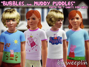 Sims 3 — "Bubbles and muddy puddles" - Peppa Pig T-shirts for girls. by weeplin — A cute set of four t-shirts