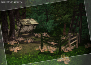 Sims 3 — Deer park object set by katelys — 3 new decorative objects, a tree, a grass plant, two terrains, two fences.