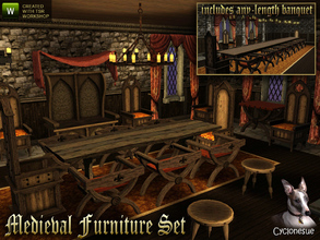 Sims 3 — Medieval Furniture by Cyclonesue — A full range of seating and surfaces for Medieval style homes - includes an