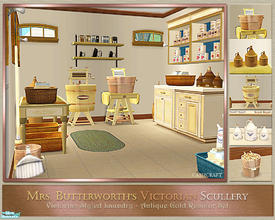Sims 2 — Mrs. Butterworth's Scullery by Cashcraft — Set recolor of my Victorian Scullery/Laundry. Mrs. Butterworth's