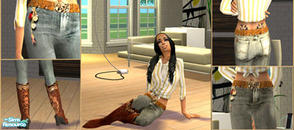 Sims 2 — Cowboy boots with trendy jeans by Lollaleeloo — Cowboy boots in black & brown color with trendy jeans--many