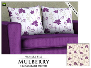 Sims 3 — Mulberry by Vanilla Sim — A pretty floral trail on a soft neutral colored background, violet blossoms