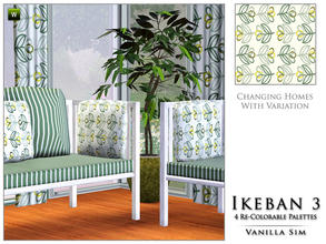 Sims 3 — Ikeban 3 by Vanilla Sim — A strong, bold graphic stylised flower stem motif in a stripe pattern