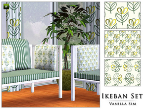 Sims 3 — Ikeban Pattern Set by Vanilla Sim — A strong, bold graphic stylised flower stem motif in an all over design. Set