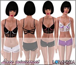Sims 3 — Lace minicorset by LorandiaSims3 — Lace minicorset - 3 recolorable areas, 3 color variations in the same pack,