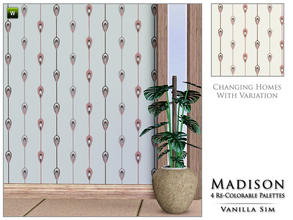 Sims 3 — Madison by Vanilla Sim — An eye catching design of a peacock feather in cocos, pinks on a soft cream background