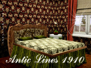 Sims 3 — Antic Lines 1910 by matomibotaki — Gentle pattern in red, grey and light yellow, 3 channel, to find under Theme.