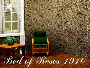 Sims 3 — Bed of Roses 1910 by matomibotaki — Tender pattern in green, red and light yellow, 3 channel, to find under