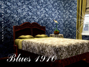 Sims 3 — Blues 1910 by matomibotaki — Gentle flower pattern in 2 blue shades with white, 3 channel, to find under Theme.