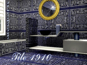 Sims 3 — Tile 1910 by matomibotaki — Tile pattern in 2 blue shades and white, 3 channel, to find under Tile/Mosaic.