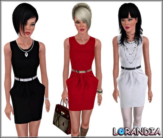 Sims 3 — Dress, custom mesh by LorandiaSims3 — Dress, custom mesh. 2 recolorable areas, 3 color variations, custom cas