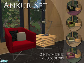 Sims 2 — Ankur Set by estatica — A small set with 2 new meshes and 8 recolours (4 chairs and 4 pillow textures to mix and