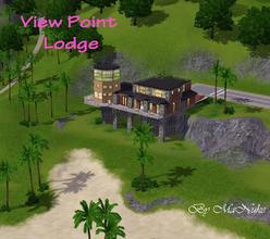 Sims 3 — ViewPoint Lodge by manuke — This dramatic Lodge has a bridge enterance and sunken garage. Supported on stone