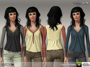 Sims 3 — Ekinege - Long Sleeve Floral Cuff Top - S31 by ekinege — Y.Adult - Adult.