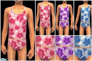 Sims 2 — JPcfswim7 - pink by juttaponath — Flower tankini for girls. No mesh or expansion pack required.