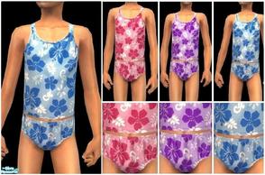 Sims 2 — JPcfswim7 - blue by juttaponath — Flower tankini for girls. No mesh or expansion pack required.