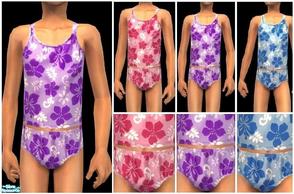 Sims 2 — JPcfswim7 - purple by juttaponath — Flower tankini for girls. No mesh or expansion pack required.