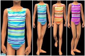 Sims 2 — JPcfswim8 - blue by juttaponath — Stripey bathing suit for girls. No mesh or expansion pack required.