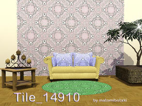 Sims 3 — Tile_14910 by matomibotaki — Pattern in dark green, pink and white, 3 channel, to find under Tile/Mosaic.