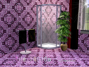 Sims 3 — Tile_14910a by matomibotaki — Pattern in white, pink and light green, 3 channel, to find under Tile/Mosaic.