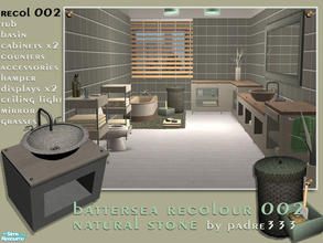 Sims 2 — Battersea Recol 02 by Padre — Recolour of the Battersea Bathroom set in an off white natural stone and a