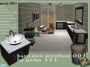 Sims 2 — Battersea Recol 01 by Padre — Recolour of the Battersea Bathroom set in deep ebony timber topped with a