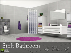 Sims 3 — Stolt Bathroom by Lisa 86 — A modern bahtroom for your sims. Set includes: Toilet, Sink, Shower, Shelf, Towels,