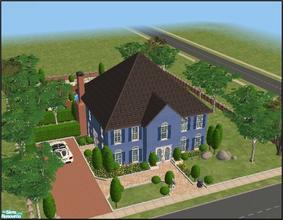 Sims 2 — 50 Corner Street - unfurnished by Enhlee — Nice and comfortable little blue house with garden around pool and