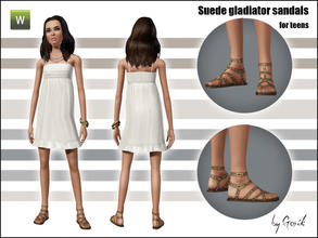 Sims 3 — Suede gladiator sandals for teens by Gosik — Stylish shoes for every trendy female sim! Available for teens. New