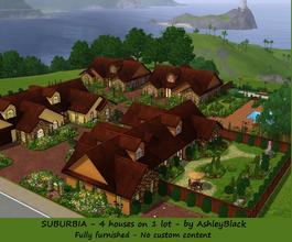 Sims 3 — Suburbia Village - 4in1 *FF* No CC by AshleyBlack — 4 houses in 1 lot to keep your favourite sims together. I