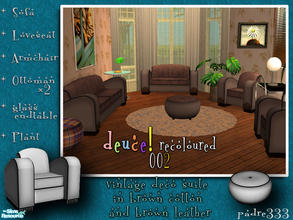 Sims 2 — Vintage Deco by Padre — Deuce! in vintage brown leather backing and seats with a hard wearing cotton around the