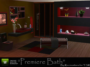 Sims 3 — Premiere Bathroom by TheNumbersWoman — Continuing the Contemporary Style here's the bathroom. The bench has 4