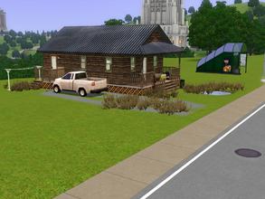 Sims 3 — The Rundown by spladoum — At one time, this was a charming log cabin with a flourishing garden and a small hill.