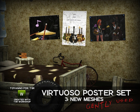 Sims 3 — Virtuoso Posters - Gently Used *FIXED* by tdyannd — A set of three 'gently used' posters (designed by