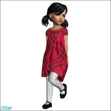 Sims 2 — Red Check Dress - White Tights by SimDetails — In a rich shade of scarlet this dress is a stylish way for your