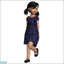 Sims 2 — Blue Velvet Dotted Party Dress by SimDetails — This party dress is a must for any little Sim-princess. Adorned
