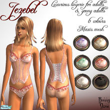Sims 2 — Jezebel Lingerie by BunnyTSR — Luxurious lingerie in 6 colours comprising beautiful boned basque with softly