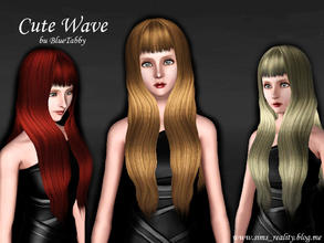 Sims 3 — BlueTabby_Sims3AFhair_CuteWave by BlueTabby — A slightly wavy hairstyle with bangs for female Teen~Adult. I know