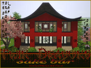 Sims 3 — Twin Dragons Sake Bar by xxd3addo11yxx — An asian themed bar for your sims! 2 bars, lots of seating, koi pond