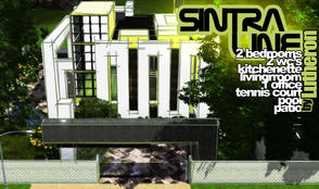 Sims 3 — Sintra Line by lutheron — Modern house, as allways; straight lines, green/white themed. With tennis court. See