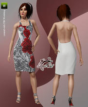 Sims 3 — Red Flower Dress  by RedCat — Not Recolorable, Game Mesh. Enjoy. :) Red Flower Dress - RedCat