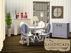 Sims 3 — Landscape by Sasilia — Bar, Deco chimney, curtains, dining chair, dining table, mirror, paintings, paravent,