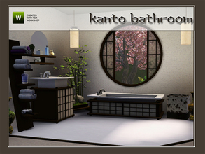 Sims 3 — Kanto Bathroom by Angela — 6 new meshes, all in an asian tinted style. Made by Angela@TSR (2010) Set contains: