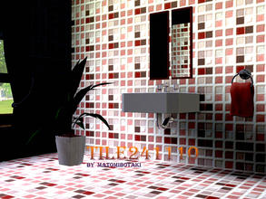 Sims 3 — Tile241110 by matomibotaki — Pattern in red, green-yellow and light yellow,3 channel, to find under Tile/Mosaic.