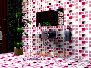 Sims 3 — Tile-A241110 by matomibotaki — Pattern in pink, brown and light yellow,3 channel, to find under Tile/Mosaic.