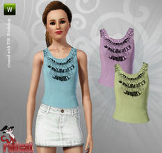 Sims 3 — Con Volantes Top  by RedCat — 1 recolorable channel. Con Volantes Top ~ RedCat