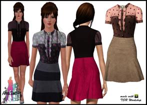 Sims 3 — Pearl Cameo by annasims2 — Pearl Cameo outfit in 4 recolorable palletes! Mesh by Liana at