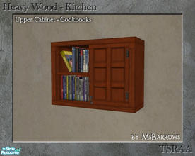 Sims 2 — Heavy Wood Kitchen - Cabinet - Cookbooks by MsBarrows — Mesh for a Heavy Wood cabinet with cookbooks. Decorative