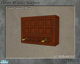 Sims 2 — Heavy Wood Kitchen - Cabinet - Wine by MsBarrows — Mesh for a Heavy Wood cabinet with wine storage.